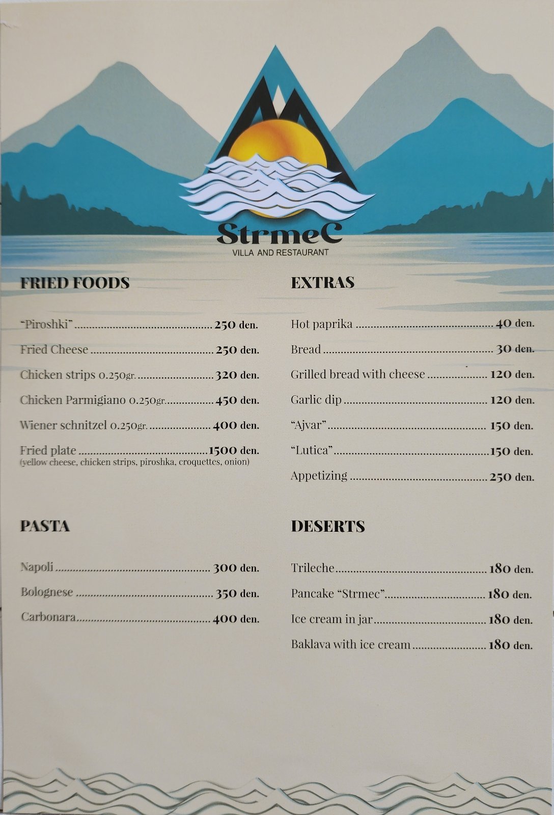 Menu — page 3